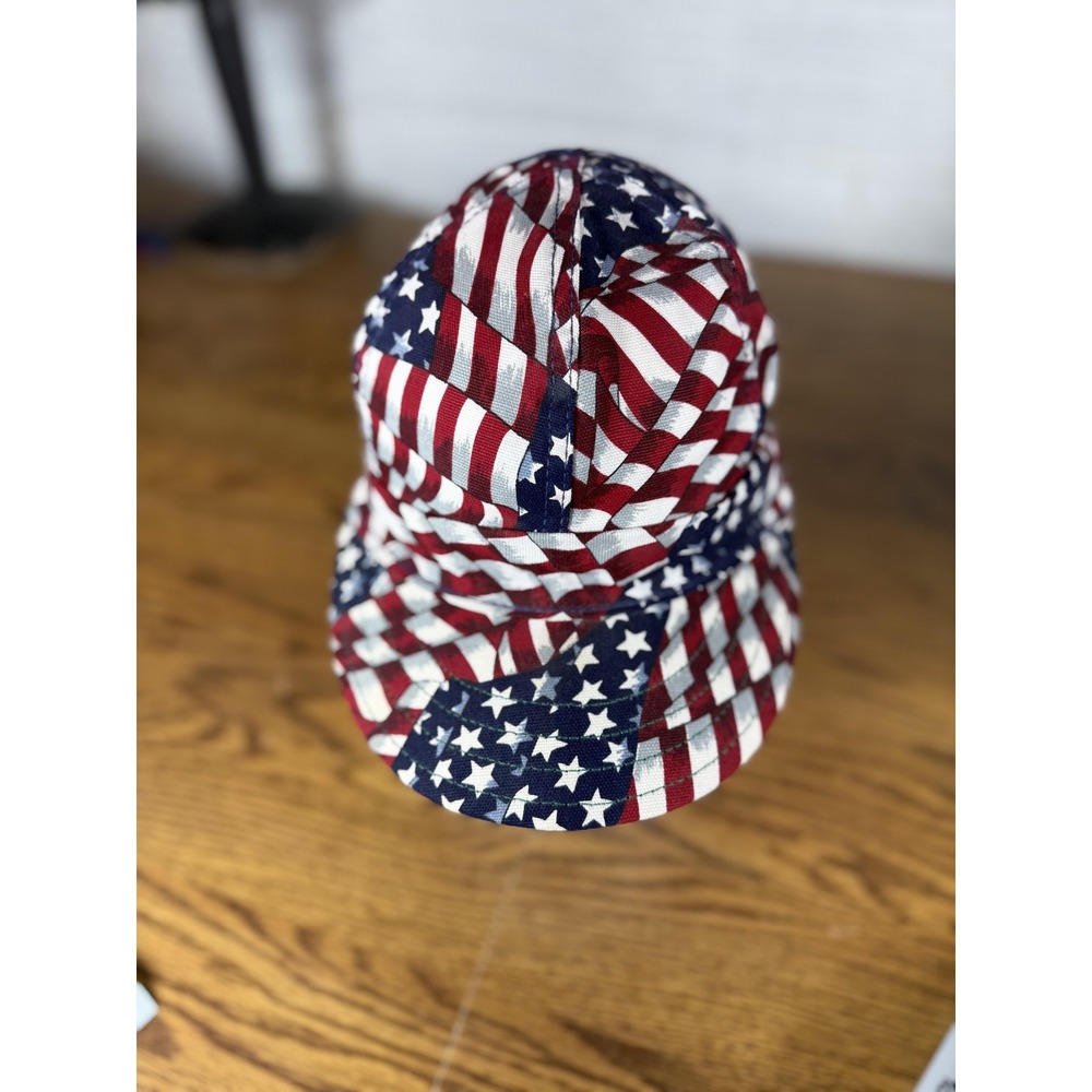 VINTAGE USA American Flag Hat‎ Cap Fitted Mens Patriotic K-Products 90s